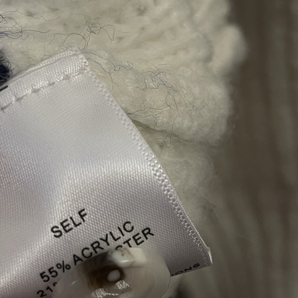 Marea Knit V Neck Cardigan Striped Ivory Navy Chunky‎ Nordic Cabin Size XL - Picture 6 of 9